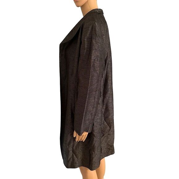 Eileen Fisher Women’s Size Large Metallic Silk Lined Open Face Cardigan Coat - Picture 3 of 12